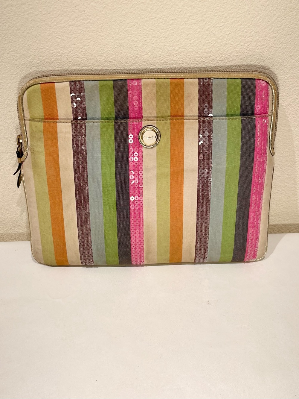 Coach Poppy Sequin Legacy Stripe Ipad Tablet Case REHAB
